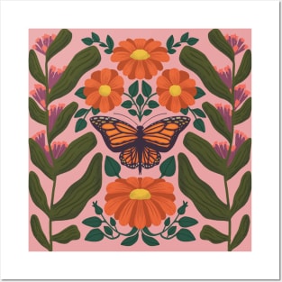 Monarch Butterfly in Milkweed Forest // Midwestern Wildflowers // Mexican Sunflowers Posters and Art